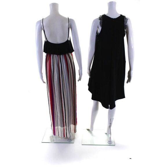 Elle Lauri Womens Cotton Textured Striped Layered Dresses Black Size M L Lot 2 - Picture 2 of 8
